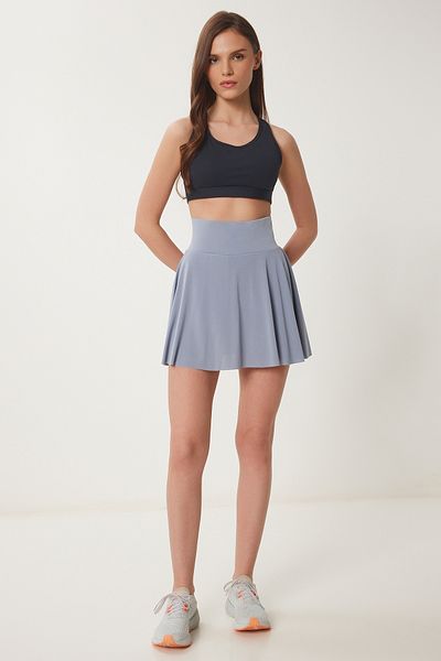 Lovelyİstanbul Fusta mini tenis cu pantaloni scurți în interior - tricotată GRI LDZ0036