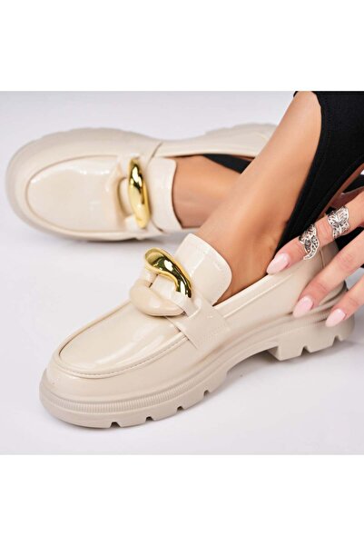 Joana Γυναικεία casual παπούτσια μπεζ από οικολογικό λουστρίνι Maela