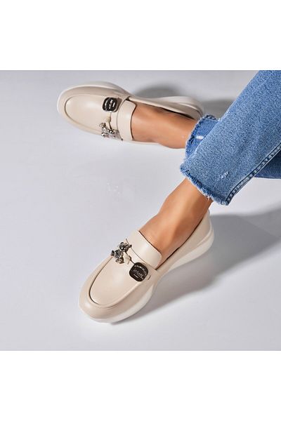 Joana Women's casual shoes Beige made of ecological leather Yoana