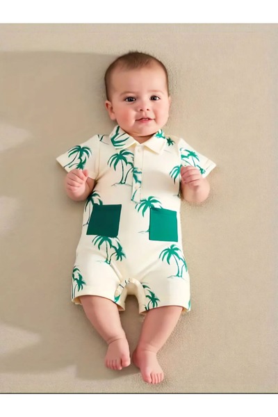 KATIA "Yaz günlerinde bebeğiniz için rahat ve şık palmiye desenli tulum"