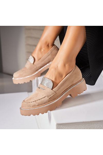 Joana Women's casual shoes Khaki made of Zalia ecological suede leather