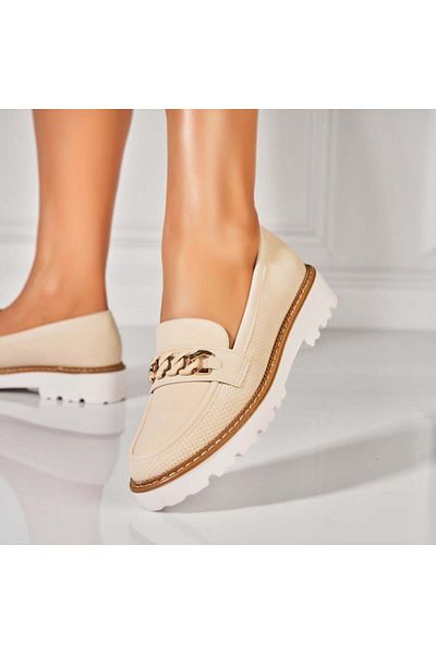 Joana Women's casual shoes Beige made of Kamari Eco-leather