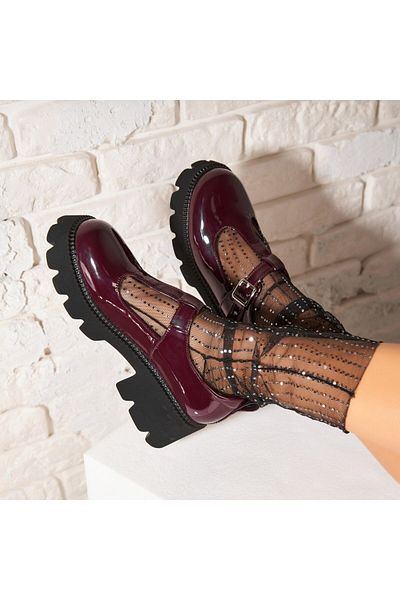 Joana Pantofi dama casual Bordo din Piele Ecologica Lacuita Inari