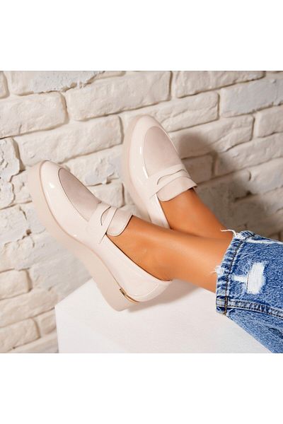 Joana Women's Casual Shoes Beige Patent Leather Rozy
