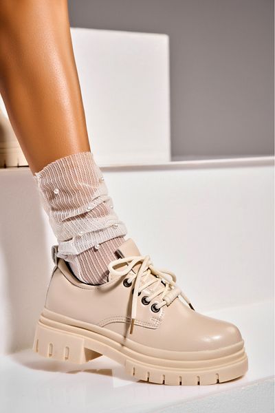 Joana Women's Casual Shoes Beige Made of Ecological Leather Tiana