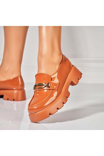 Joana Women's Casual Shoes Camel Made of Patent Leather Aleeza