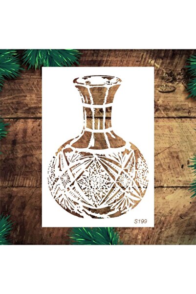 STENCİLTASARIM Stencil Tasarım S199 Vazo Duvar Ahşap Cam Boyama Deseni
