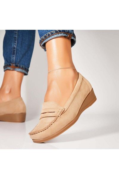 Joana Khaki Women's Casual Shoes Made of Eco-Suede Leather Liesl