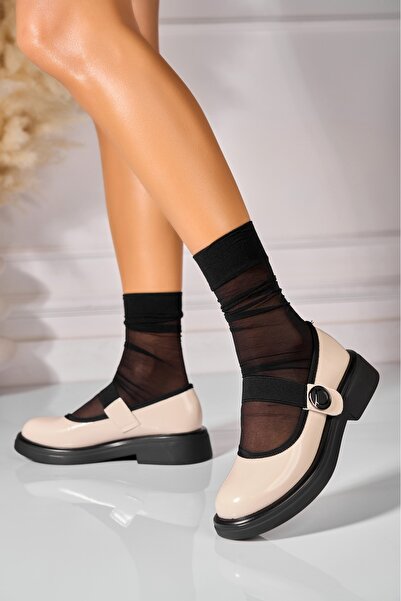 Joana Γυναικεία casual παπούτσια μπεζ από οικολογικό λουστρίνι Janica2