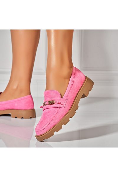 Joana Women's casual shoes in Fuchsia made of ecological suede leather Yusra
