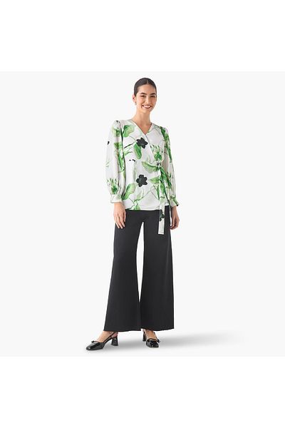 Iconic Iconic Print Wrap Top with Tie-Up Belt