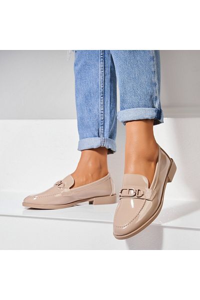 Joana Women's casual Khaki shoes made of ecological patent leather Davy