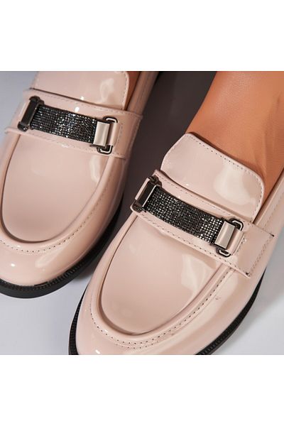 Joana Women's casual shoes Beige made of ecological patent leather Mireya