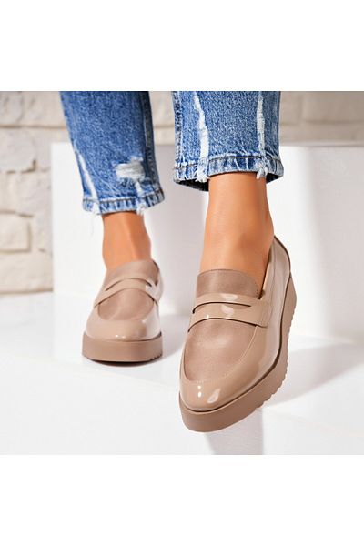Joana Women's casual shoes Khaki made of ecological patent leather Rozy