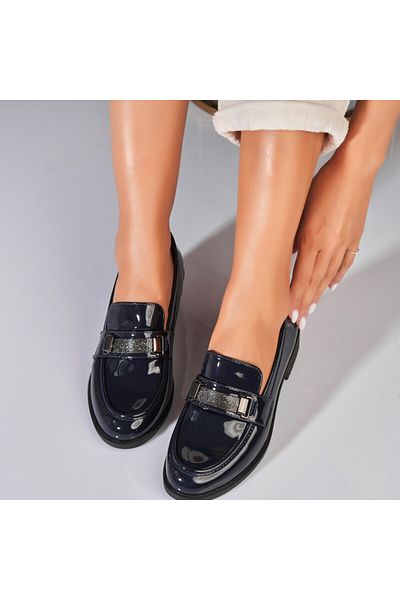 Joana Women's casual shoes Navy Blue made of ecological patent leather Mireya