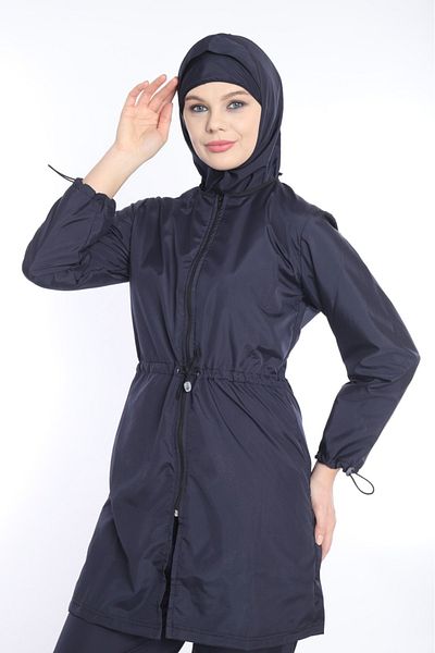 TUTUYA TEXTIL 4 Piece Hijab Swimsuit with Binding Detail, Zippered Suit