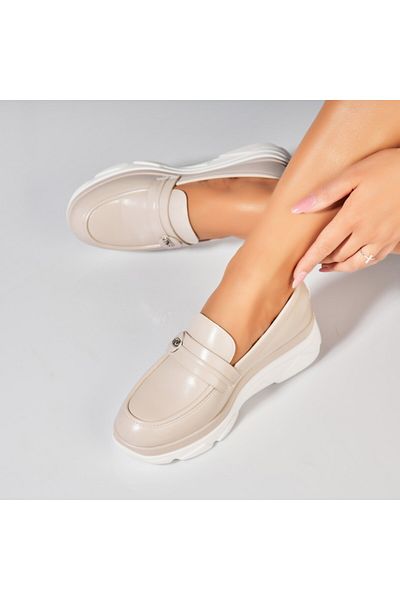 Joana Women's casual shoes in gray made of Sierra ecological leather