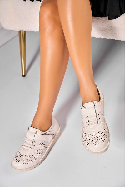 Joana Women's Casual Shoes Beige Made of Reily Eco-Leather