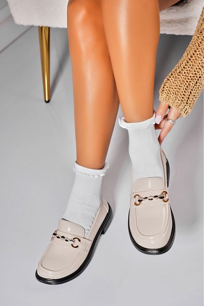 Joana Women's casual shoes Beige made of ecological patent leather Vitalia