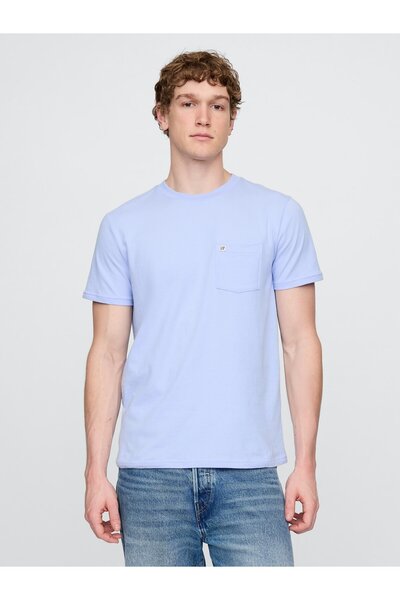 GAP Erkek Mavi Organik Pamuk Cepli T-Shirt