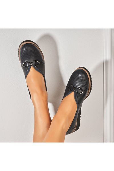 Joana Women's Casual Shoes Navy Blue Made of Della Eco-Leather