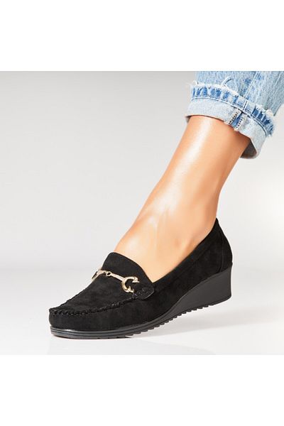 Joana Women's Casual Black Shoes Made of Eco-Suede Leather Aanya2