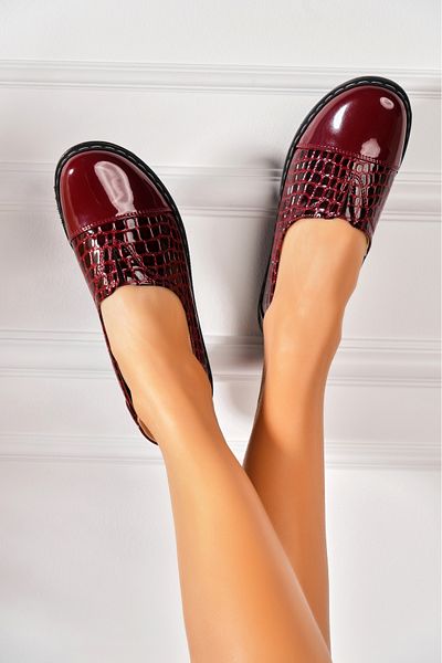 Joana Pantofi dama casual Bordo din Piele Ecologica Lacuita Kouri