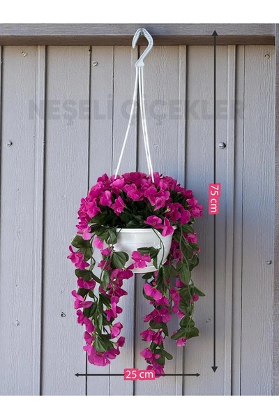 NEŞELİ ÇİÇEKLER Yapay Çiçek Askılı Saksıda Balkon Çiçeği Sarkan Fuşya Begonvil Dekoratif Yapay Çiçek