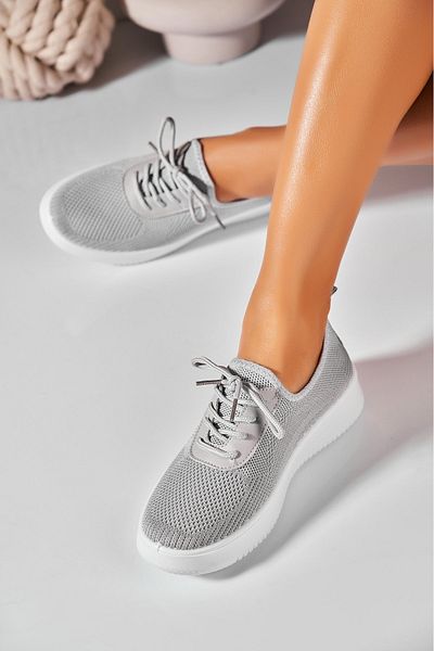 Joana Women's casual shoes in gray fabric Yasmina