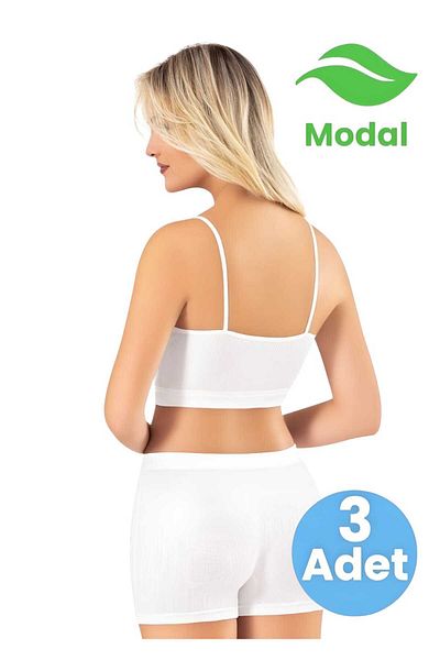 Uniquetrenders Set de 3 piese pentru femei, cu bretele subțiri, cu pernă de pânză, bustieră, pantaloni scurți, set de camisole modal