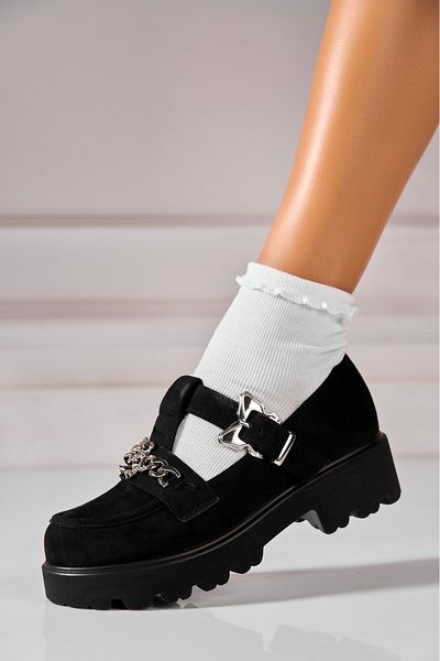 Joana Women's Casual Black Shoes Made of Eco-Suede Leather Alejandra2