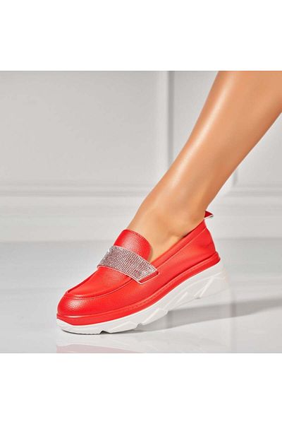 Joana Women's Casual Red Shoes Made of Akai Eco-Leather