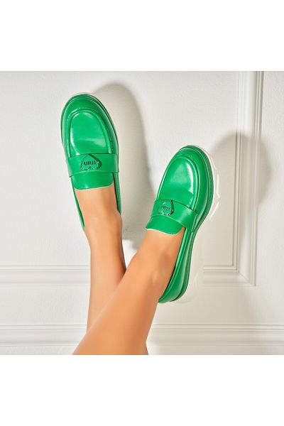 Joana Women's Green Casual Shoes Made of Ecological Leather Anika