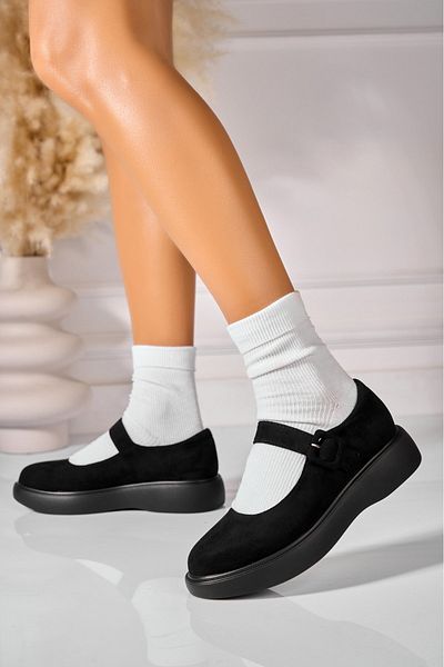 Joana Women's Casual Black Shoes Made of Eco-Suede Leather Corissa2