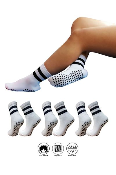 Sweex Women's Anti-Slip Sole Pilates Yoga and Daily Use Socks 3 Pack