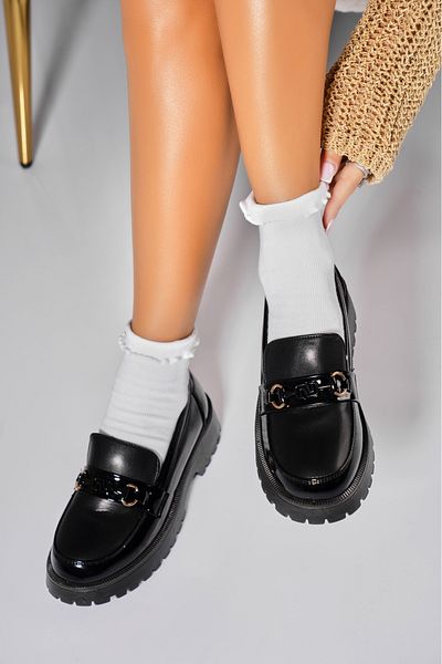 Joana Women's Casual Black Shoes Made of Ecological Patent Leather Merisa