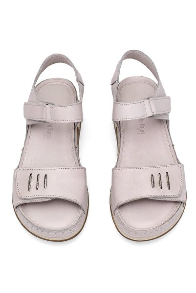 Ayakkabı Fuarı Elit Rhmm-22 Women's Genuine Leather Orthopedic Flat Sandals Gray