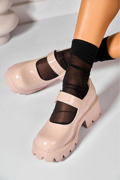 Joana Women's Casual Shoes Nude Made of Ecological Patent Leather Kayna