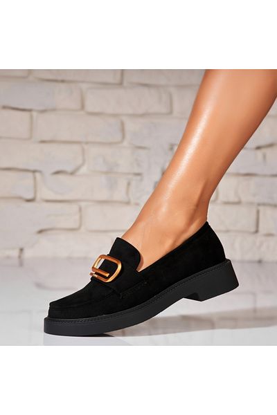 Joana Women's Casual Black Shoes Made of Eco-Suede Leather Saidey