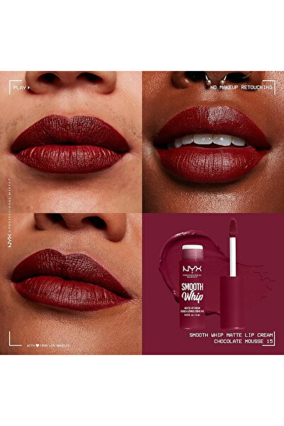 NYX Professional Makeup Ruj de Buze Lichid Mat, NYX Professional Makeup, Smooth Whip Matte, 15 Chocolate Mousse, 4 ml