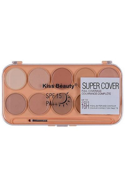 Kiss Beauty Paleta Corectoare Iluminator Si Contur, , Super Cover, 01