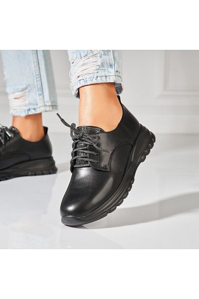 Joana Women's Casual Black Shoes Made of Elisa Ecological Leather