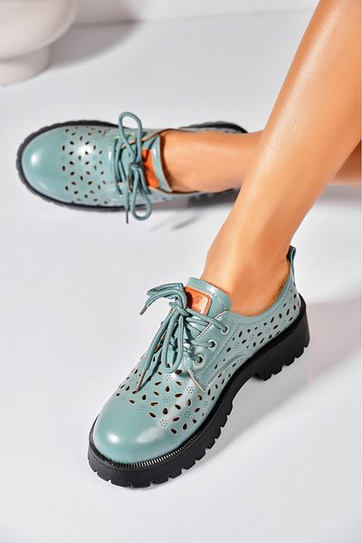 Joana Women's Casual Green Shoes Made of Sanyla Ecological Leather