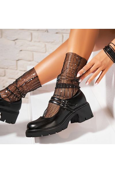 Joana Women's Casual Black Shoes Made of Ecological Leather Khia