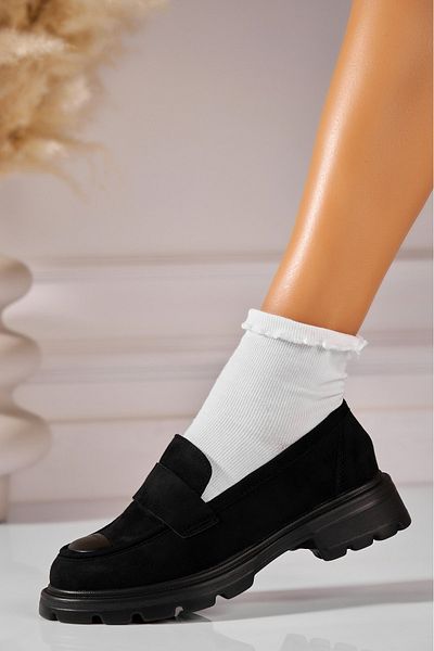 Joana Women's Casual Black Shoes Made of Eco-Suede Leather Yeily2