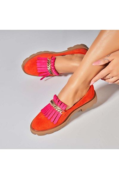Joana Women's Casual Orange Shoes Made of Eco-Suede Leather Vania