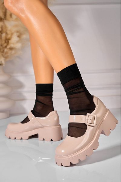 Joana Women's Casual Shoes Nude Made of Ecological Patent Leather Kayna