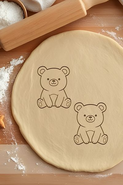 oalpo Cute Bear Cookie Mold, Dough Shaper, Biscuit Mold, Easy Cutting Tip