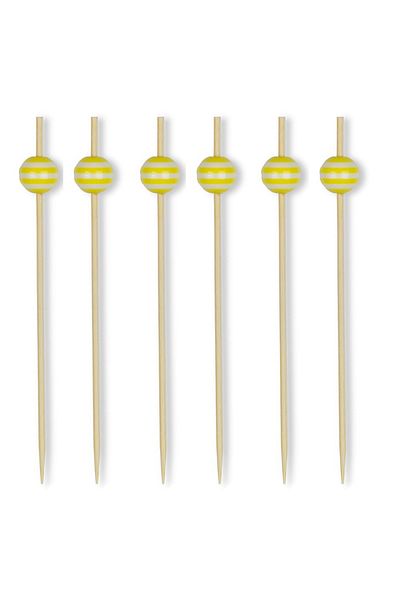 adin tasarım Yellow Bead Toothpick 50 Pieces 12 cm Muffin Cupcake Pastry Decoration Cake Cocktail Toothpick