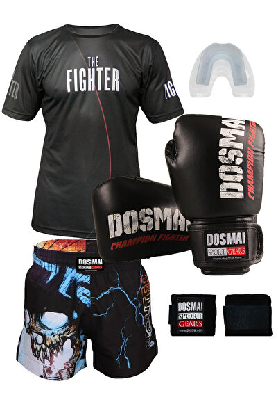 DO-SMAI Boks Kick Boks Muay Thai İnferno Boks Seti Boks Eldiveni Spor T-Shirt Şort Takımı Başlangıç Paketi